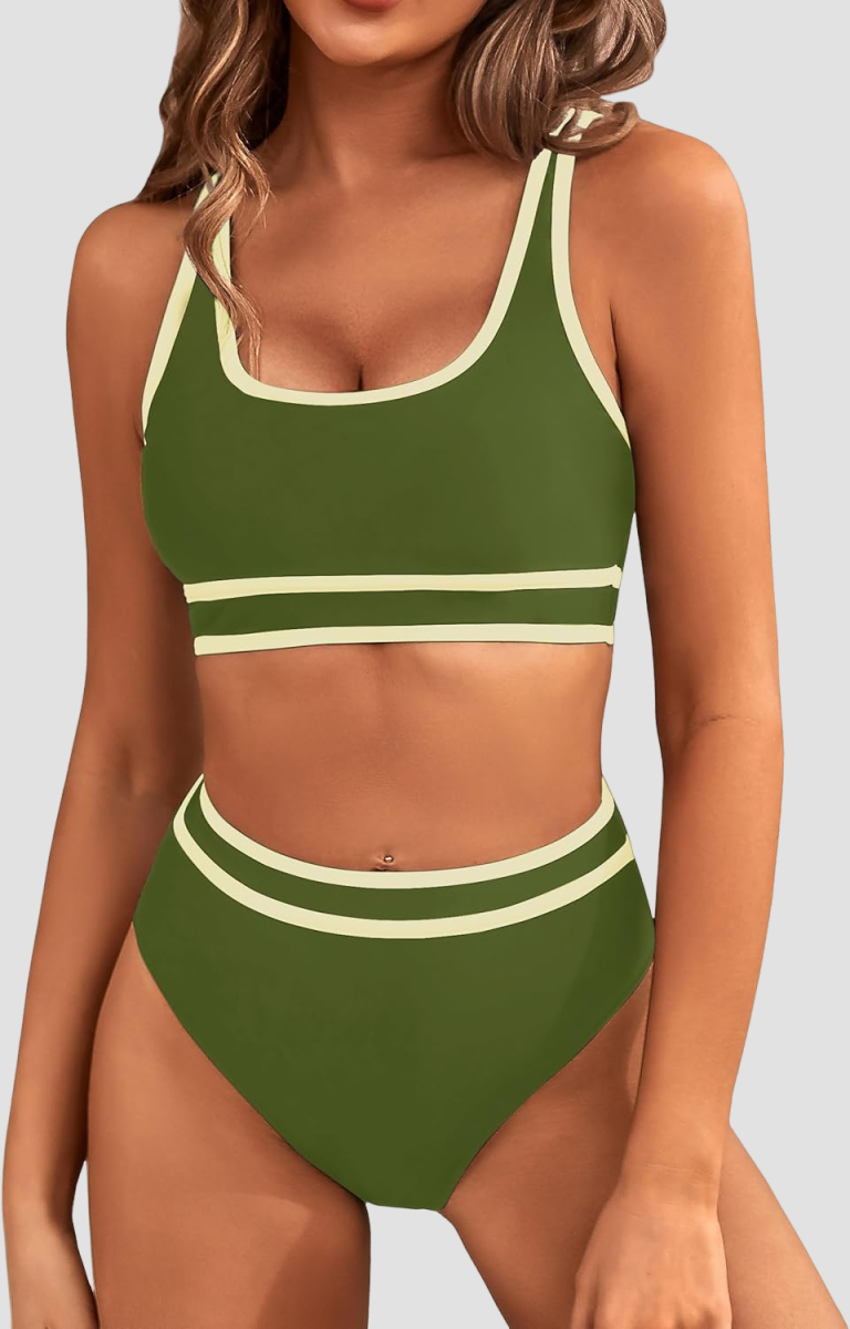 Ocevara Ocevara - Women's High Waisted Bikini Sets Sporty Two Piece Swimsuits Color Block Cheeky High - image 7
