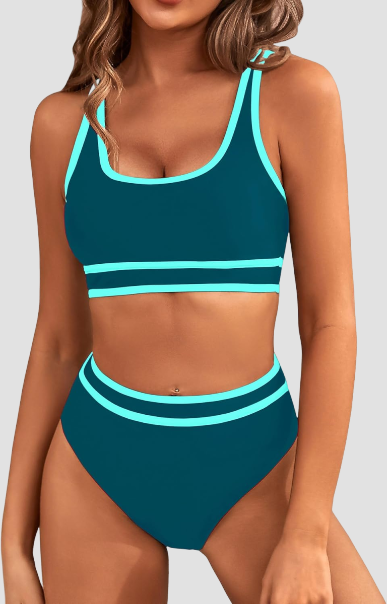 Ocevara Ocevara - Women's High Waisted Bikini Sets Sporty Two Piece Swimsuits Color Block Cheeky High - image 17