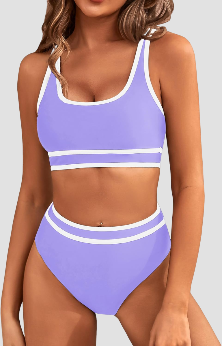 Ocevara Ocevara - Women's High Waisted Bikini Sets Sporty Two Piece Swimsuits Color Block Cheeky High - image 32