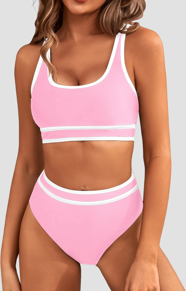 Ocevara Ocevara - Women's High Waisted Bikini Sets Sporty Two Piece Swimsuits Color Block Cheeky High - image 42