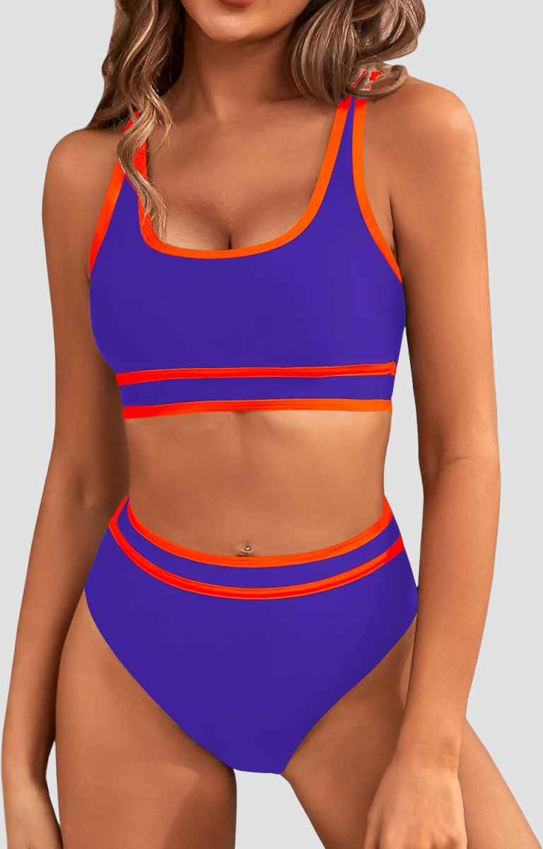 Ocevara Ocevara - Women's High Waisted Bikini Sets Sporty Two Piece Swimsuits Color Block Cheeky High - image 47