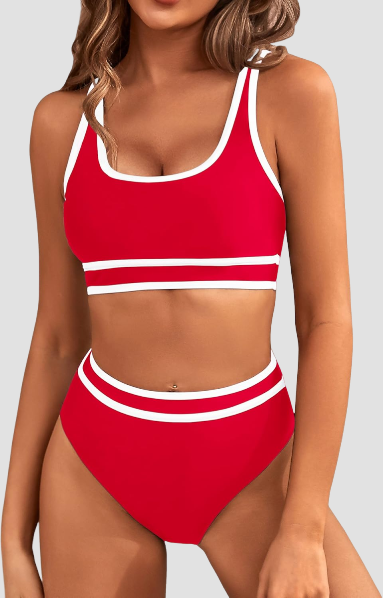 Ocevara Ocevara - Women's High Waisted Bikini Sets Sporty Two Piece Swimsuits Color Block Cheeky High - image 52