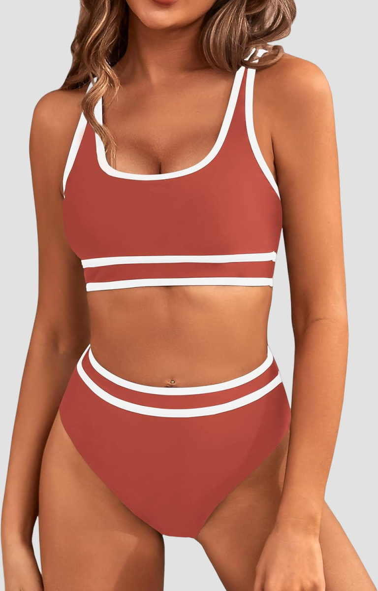 Ocevara Ocevara - Women's High Waisted Bikini Sets Sporty Two Piece Swimsuits Color Block Cheeky High - image 62