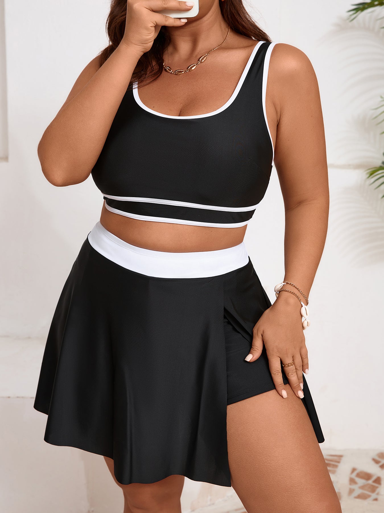 Sport Tankini Set With Skirted Shorts