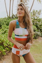 Ocevara - Multi-Colored Pixel Color block Bikini