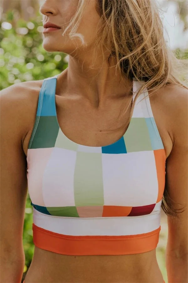 Ocevara - Multi-Colored Pixel Color block Bikini