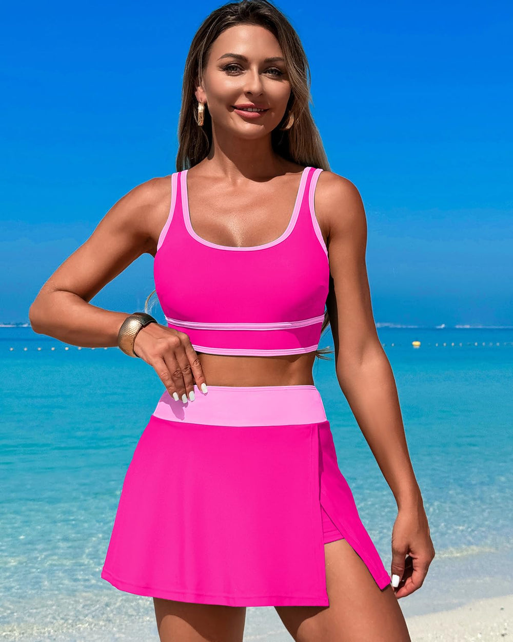 Ocevara Ocevara - High Waisted Bikini Sets Tummy Control Swim Skirt Two Piece Swim Suit Tummy Control - image 8