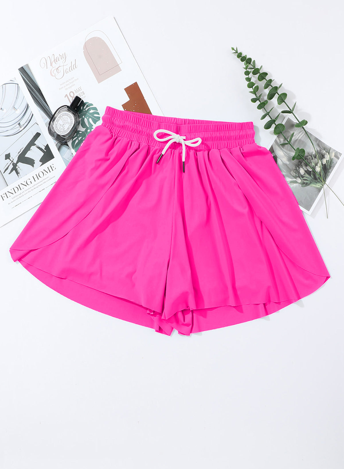 Ocevara Ocevara - Pink Solid Color Simple Versatile High Waist Swim Short - image 12