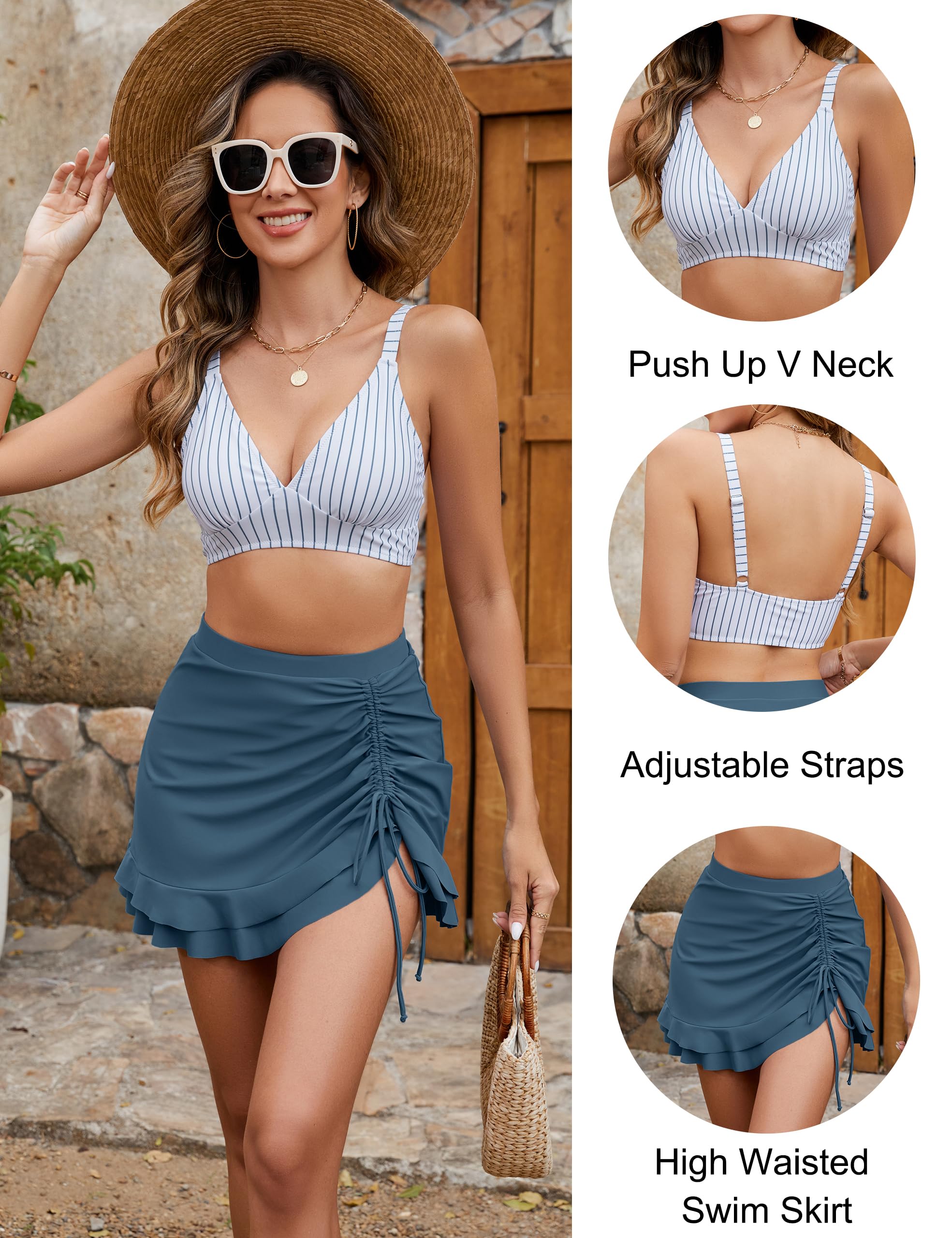 Ocevara Ocevara - Women's High Waisted Bikini Sets Tummy Control Swim Skirt Two Piece Swim Suit - image 39