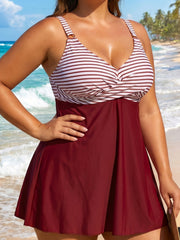 Striped Bust Plus Size Swimdress