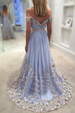 A Line Off Shoulder Lace Applique Evening Party Dress Sweet 16 Prom Dress OK1083