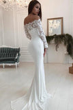 Mermaid Off the Shoulder Long Sleeves Lace Elegant Wedding Dress OK1077