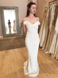 Mermaid Spaghetti Straps Backless Ruched Boho Wedding Dresses OKM29