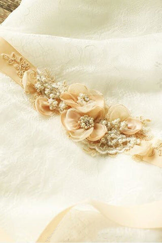 Cute Nude Blush Bridal Sash Floral Lace Rustic Wedding Belts BS16