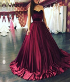 Unique A Line Sweetheart Burgundy Long Ball Gown Prom Dress, Evening Dress OK252