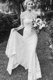 Vintage Memraid High Neck Lace Wedding Gowns With Long Sleeves OK1290