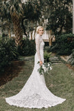 Vintage Memraid High Neck Lace Wedding Gowns With Long Sleeves OK1290