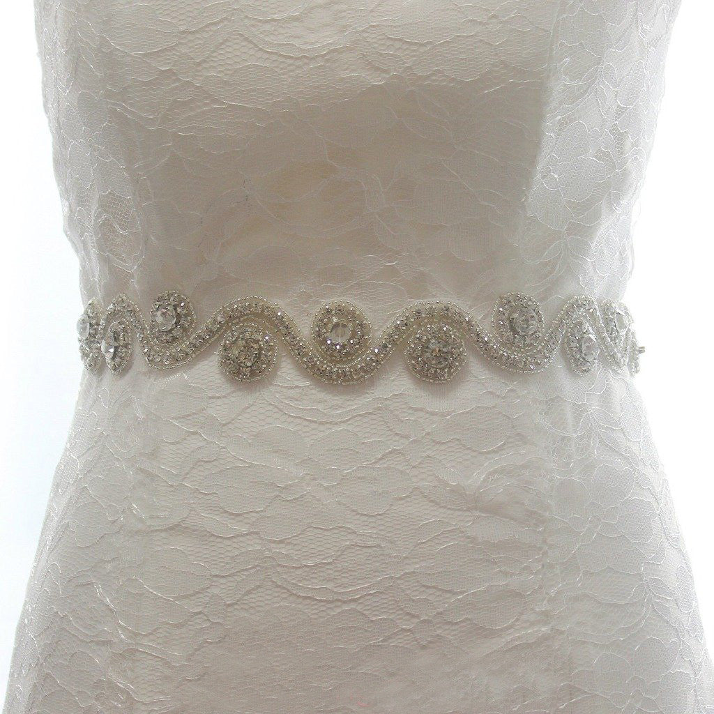 Fashion Wave Rhinestones Wedding Belts Beaded Bridal Sashes BS5