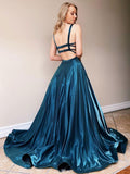 A-Line Spaghetti Straps Long Prom Dress Formal Evening Dress OK1197