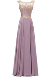 Elegant A-line Chiffon Formal Evening Dress for Women Long Beaded Prom Dress OKY54