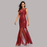 Burgundy Sheath Sexy Lonmg Prom Dress With Sequins XU90816