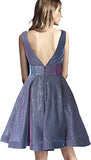 Burgundy Short Homecoming Dress A-line V Neck Graduation Dress Party Gown OKY50