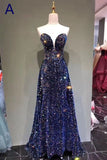 New Arrival Sequin Shiny Long Prom Dress For Women Modest Evening Gown B0005