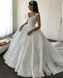 Chic Ball Gown Backless Lace Appliques Wedding Dress Sweetheart Bridal Dress OK1013
