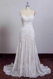 Charming Ivory Lace Mermaid Beach Wedding Dress Sweetheart Boho Bridal Dresses OKN95