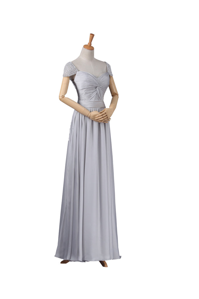 Modest Gray Chiffon Long Prom Dresses ED0661