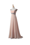 Blush Pink Chiffon Beaded Long Prom Dresses ED0665