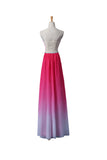 Gradient Ombre Chiffon Long Beaded Prom Dresses ED0669