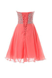 Empire Waist Watermelon Sweetheart Short Prom Homecoming Dresses ED0673