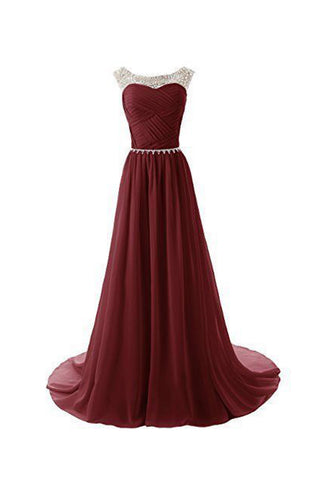 Cap Sleeves Chiffon Long Prom Evening Dresses ED0675