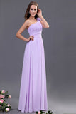 Violet One Shoulder Chiffon Empire Long Prom Dress ED0698