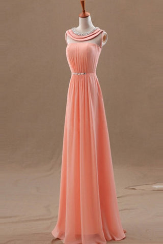 Blush Pink Chiffon Empire Long Prom Evening Dresses ED0706