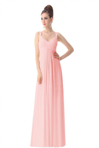 Newest Simple Pink Chiffon Long Prom Bridesmaid Dress ED0726