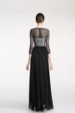 Long Sleeves Black Cap Sleeves Lace Prom Party Dress ED0830