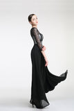 Long Sleeves Black Cap Sleeves Lace Prom Party Dress ED0830