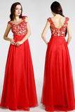 Open Back Red Long Lace Beaded Prom Evening Dress ED0842