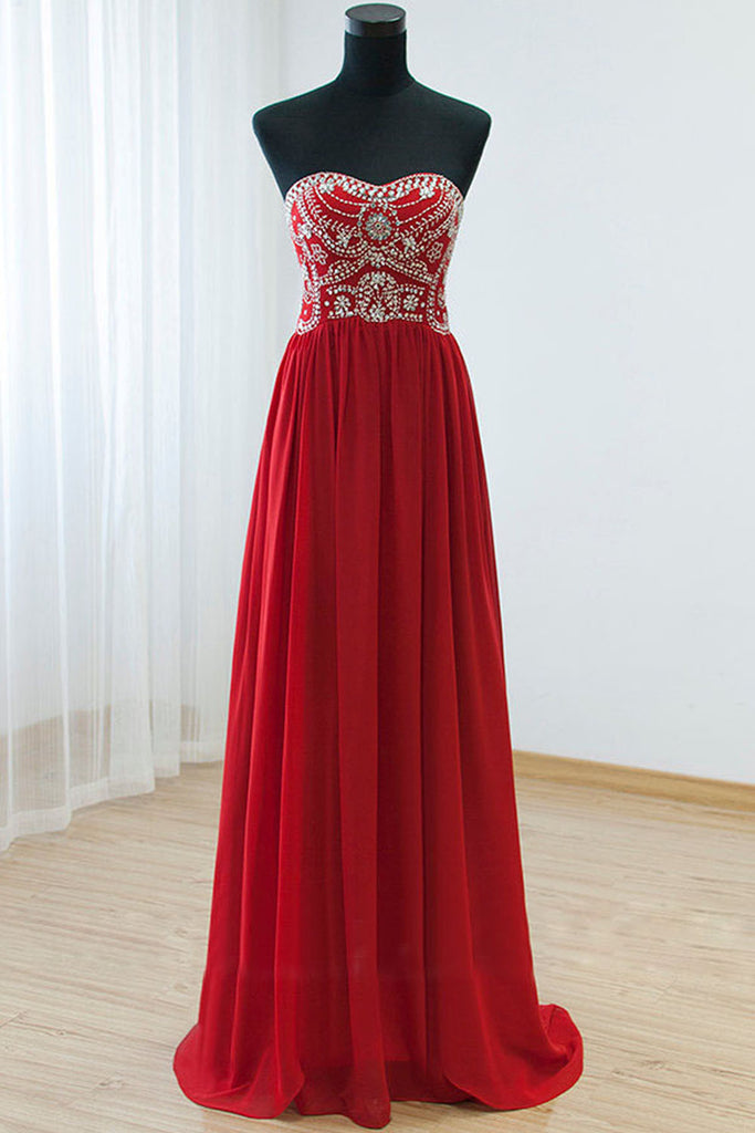 Empire Waist Red Backless Sexy Long Prom Evening Dresses ED0876