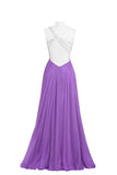 Purple One Shoulder Beaded Long Prom Dress ED0964