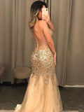 Sexy Beaded Mermaid Long Prom Dress Graduation School Party Gown OK1066