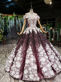 Princess Sparkly Off the Shoulder Long Prom Dress Ball Gown Quinceanera Dress OKS26