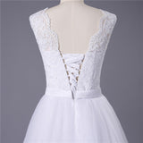 Princess White Tulle Lace Top Beaded Wedding Dress  Cheap Long Bridal Dress OKJ6