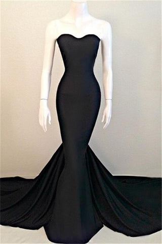 Black Sweetheart Long Mermaid Cheap Sexy Prom Dresses K112