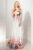 Newest Beautiful Cheap Sweetheart Printed Chiffon Prom Dresses K118