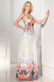 Newest Beautiful Cheap Sweetheart Printed Chiffon Prom Dresses K118