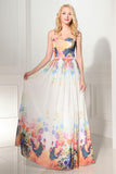 Newest Beautiful Cheap Sweetheart Printed Chiffon Prom Dresses K118