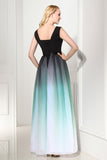 Pretty V-neck Back Up Lace Ombre Chiffon Long Prom Dresses K119